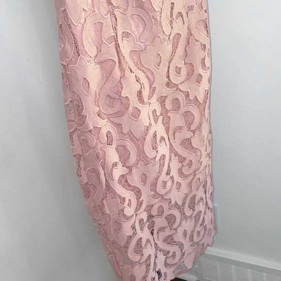 Bardot Strap Pink Lace Dress - Picture 4 of 16